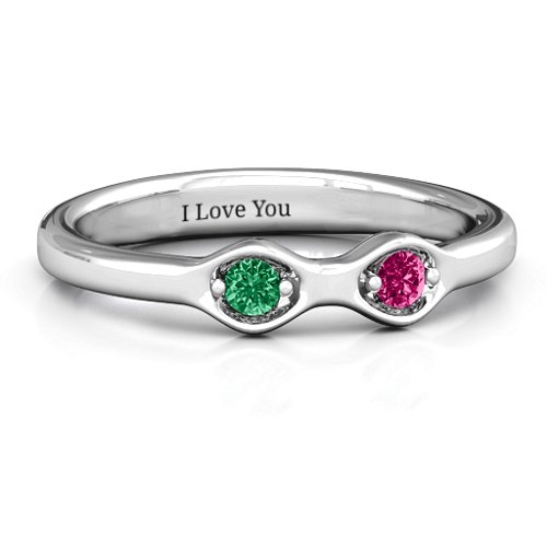 1-4 Infinite Wave Multi Stone Ring – Sterling Silver with Emerald and Ruby