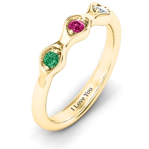 1-4 Infinite Wave Multi Stone Ring – 10K Yellow Gold with Emerald, Ruby, and Cubic Zirconia