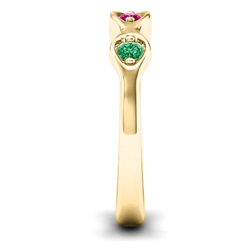 1-4 Infinite Wave Multi Stone Ring – 10K Yellow Gold with Emerald, Ruby, and Cubic Zirconia