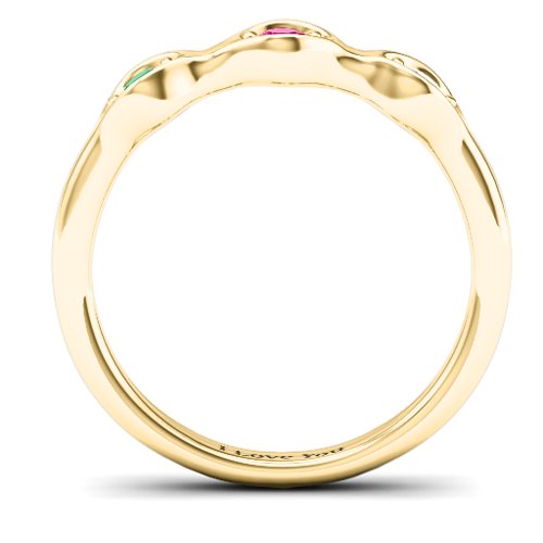 1-4 Infinite Wave Multi Stone Ring – 10K Yellow Gold with Emerald, Ruby, and Cubic Zirconia