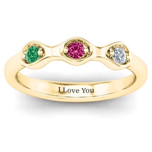 1-4 Infinite Wave Multi Stone Ring – 10K Yellow Gold with Emerald, Ruby, and Cubic Zirconia