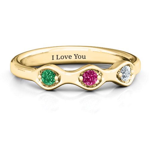1-4 Infinite Wave Multi Stone Ring – 10K Yellow Gold with Emerald, Ruby, and Cubic Zirconia
