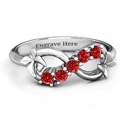 5 Stone Infinity with Soaring Butterflies in 925 Sterling Silver
