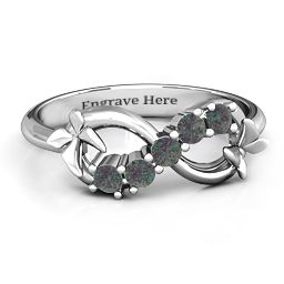 5 Stone Infinity with Soaring Butterflies in 925 Sterling Silver with Alexandrite