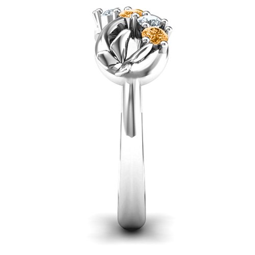 5 Stone Infinity with Soaring Butterflies – Sterling Silver with Citrine and Cubic Zirconia