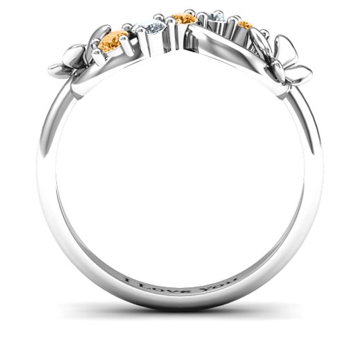 5 Stone Infinity with Soaring Butterflies – Sterling Silver with Citrine and Cubic Zirconia