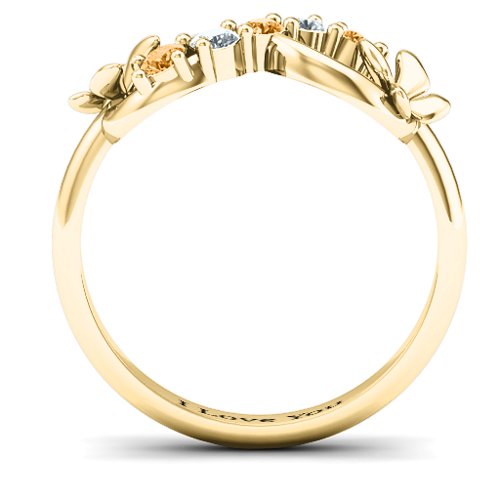 5 Stone Infinity with Soaring Butterflies – 10K Yellow Gold with Citrine and Cubic Zirconia