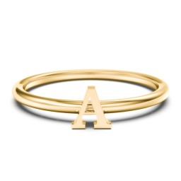 Stacking Initial Ring in 10K Solid Yellow Gold