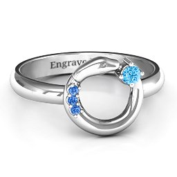 Ouroboros Snake Ring in 925 Sterling Silver with Blue Topaz and Fancy Blue Premium Zirconia