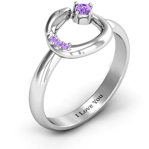 Ouroboros Snake Ring – Sterling Silver with Amethyst and Amethyst Premium Zirconia