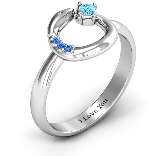 Ouroboros Snake Ring – Sterling Silver with Blue Topaz and Fancy Blue Premium Zirconia