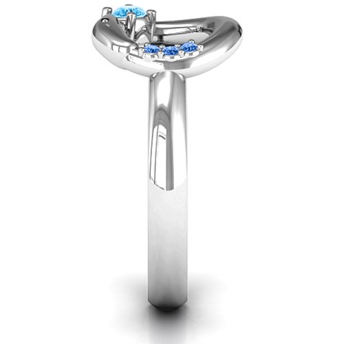 Ouroboros Snake Ring – Sterling Silver with Blue Topaz and Fancy Blue Premium Zirconia