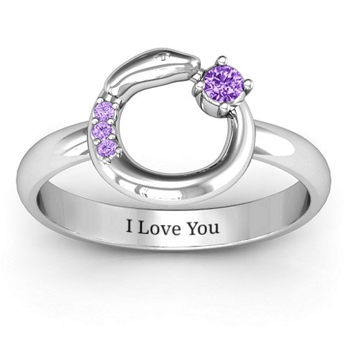 Ouroboros Snake Ring – Sterling Silver with Amethyst and Amethyst Premium Zirconia
