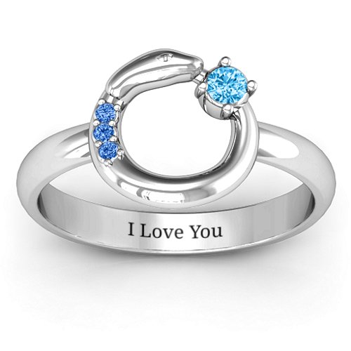Ouroboros Snake Ring – Sterling Silver with Blue Topaz and Fancy Blue Premium Zirconia