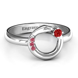 Ouroboros Snake Ring in 925 Sterling Silver with Garnet and Red Premium Zirconia