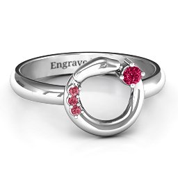 Ouroboros Snake Ring in 925 Sterling Silver with Ruby and Red Premium Zirconia