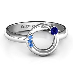 Ouroboros Snake Ring in 925 Sterling Silver with Blue Sapphire and Fancy Blue Premium Zirconia