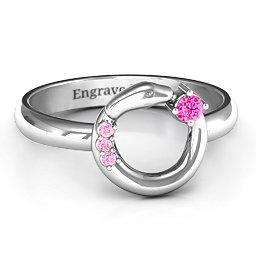 Ouroboros Snake Ring in 925 Sterling Silver with Pink Tourmaline and Fancy Pink Premium Zirconia