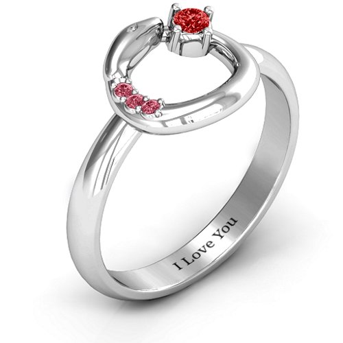 Ouroboros Snake Ring – Sterling Silver with Garnet and Red Premium Zirconia