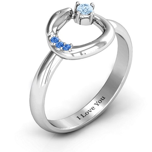 Ouroboros Snake Ring – Sterling Silver with Aquamarine and Fancy Blue Premium Zirconia