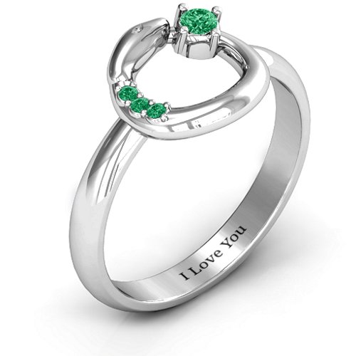 Ouroboros Snake Ring – Sterling Silver with Emerald and Green Premium Zirconia