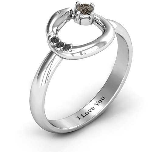 Ouroboros Snake Ring – Sterling Silver with Smokey Quartz and Black Premium Zirconia