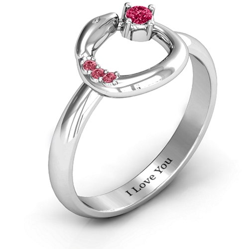 Ouroboros Snake Ring – Sterling Silver with Ruby and Red Premium Zirconia
