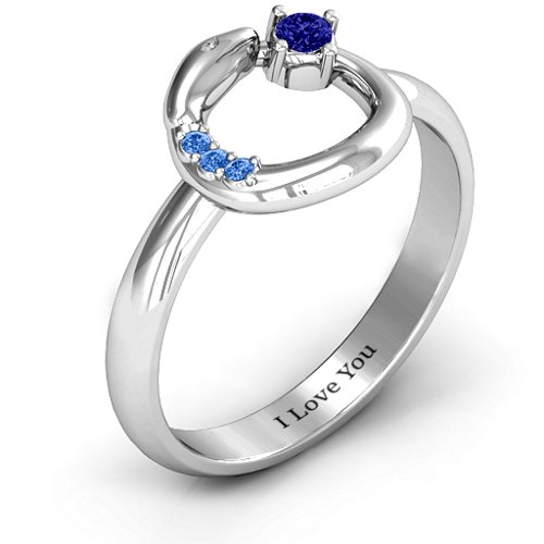 Ouroboros Snake Ring – Sterling Silver with Blue Sapphire and Fancy Blue Premium Zirconia