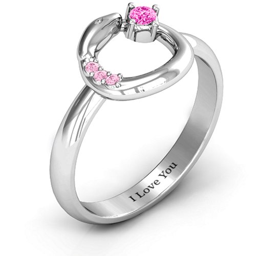 Ouroboros Snake Ring – Sterling Silver with Pink Tourmaline and Fancy Pink Premium Zirconia