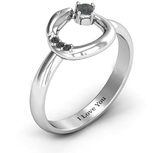 Ouroboros Snake Ring – Sterling Silver with Alexandrite and Black Premium Zirconia