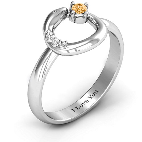 Ouroboros Snake Ring – Sterling Silver with Citrine and White Premium Zirconia