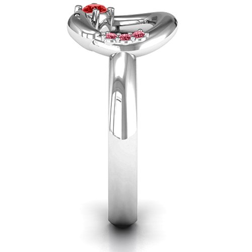 Ouroboros Snake Ring – Sterling Silver with Garnet and Red Premium Zirconia