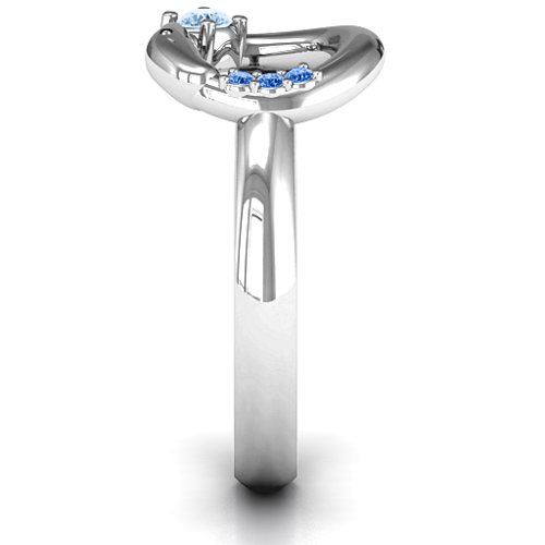 Ouroboros Snake Ring – Sterling Silver with Aquamarine and Fancy Blue Premium Zirconia