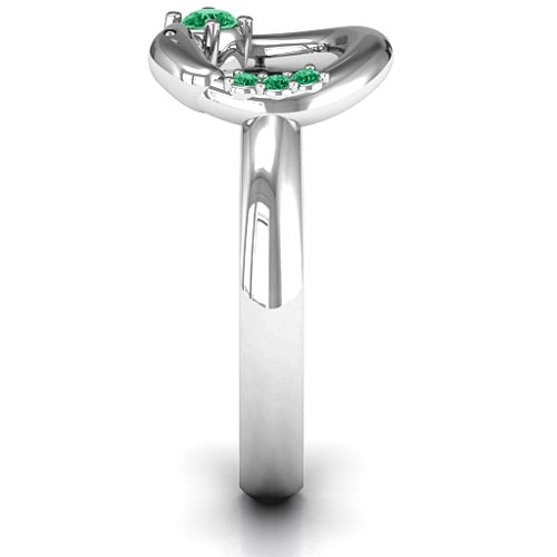Ouroboros Snake Ring – Sterling Silver with Emerald and Green Premium Zirconia