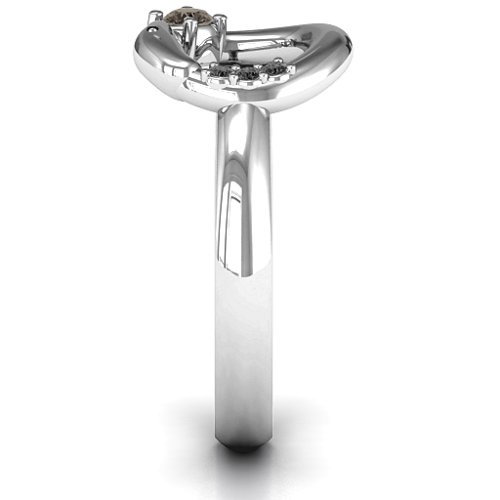 Ouroboros Snake Ring – Sterling Silver with Smokey Quartz and Black Premium Zirconia