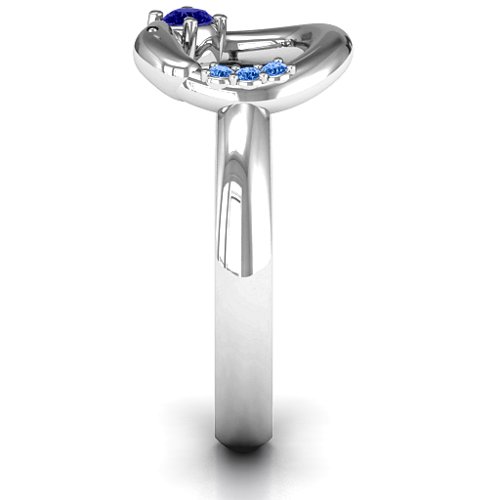 Ouroboros Snake Ring – Sterling Silver with Blue Sapphire and Fancy Blue Premium Zirconia
