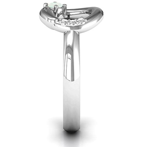 Ouroboros Snake Ring – Sterling Silver with Opal and White Premium Zirconia