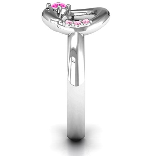 Ouroboros Snake Ring – Sterling Silver with Pink Tourmaline and Fancy Pink Premium Zirconia