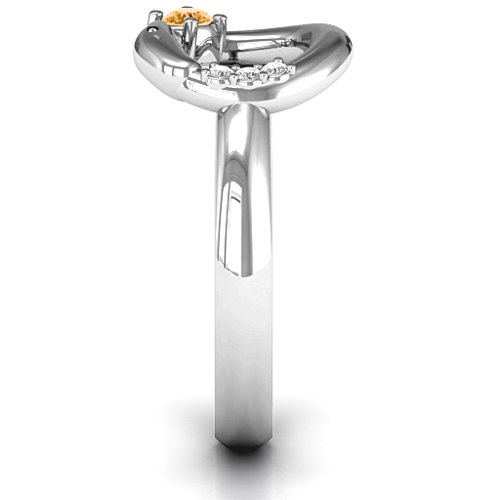 Ouroboros Snake Ring – Sterling Silver with Citrine and White Premium Zirconia