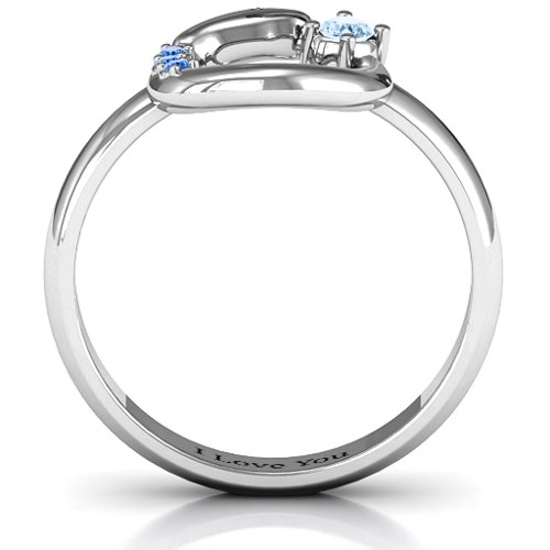 Ouroboros Snake Ring – Sterling Silver with Aquamarine and Fancy Blue Premium Zirconia