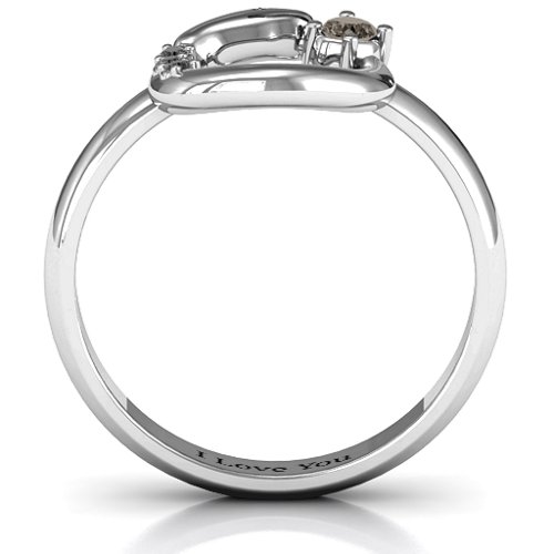 Ouroboros Snake Ring – Sterling Silver with Smokey Quartz and Black Premium Zirconia