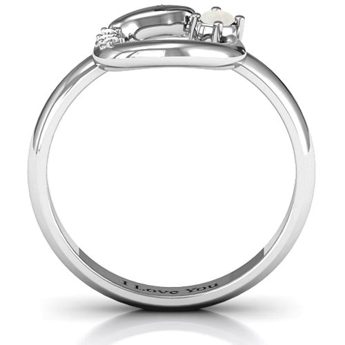 Ouroboros Snake Ring – Sterling Silver with Opal and White Premium Zirconia