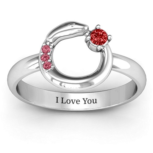 Ouroboros Snake Ring – Sterling Silver with Garnet and Red Premium Zirconia