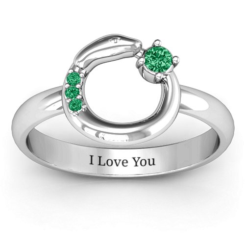 Ouroboros Snake Ring – Sterling Silver with Emerald and Green Premium Zirconia