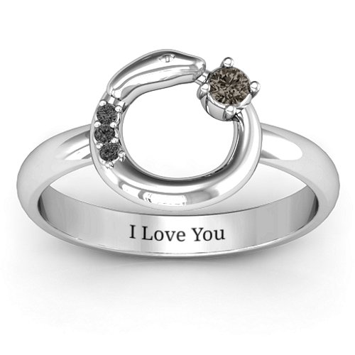 Ouroboros Snake Ring – Sterling Silver with Smokey Quartz and Black Premium Zirconia