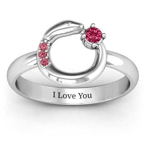 Ouroboros Snake Ring – Sterling Silver with Ruby and Red Premium Zirconia