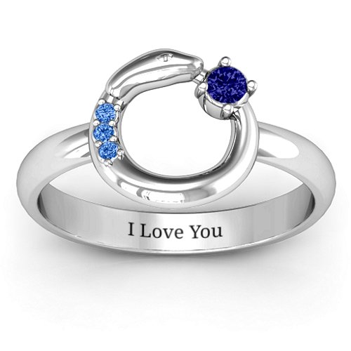 Ouroboros Snake Ring – Sterling Silver with Blue Sapphire and Fancy Blue Premium Zirconia