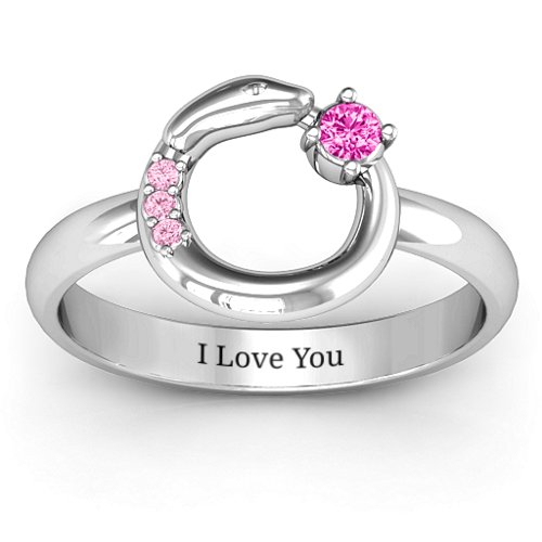 Ouroboros Snake Ring – Sterling Silver with Pink Tourmaline and Fancy Pink Premium Zirconia