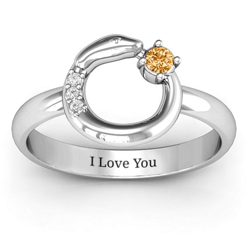 Ouroboros Snake Ring – Sterling Silver with Citrine and White Premium Zirconia