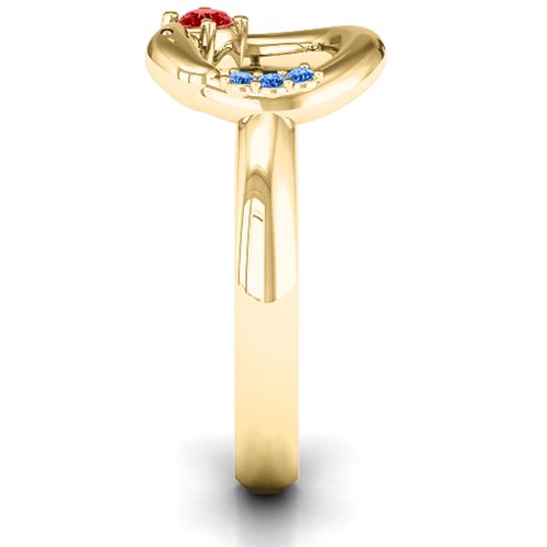 Ouroboros Snake Ring – 10K Yellow Gold with Garnet and Fancy Blue Premium Zirconia